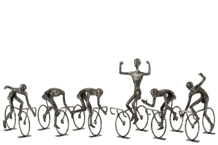 6 ks kovových dekorativních sošek cyklistů závodníků - 21,5*8*18,5 cm J-Line by Jolipa