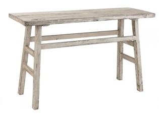 Bílý konzolový patinovaný stolek Ibiza - 140*50*85 cm