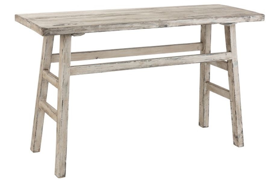 Levně Bílý konzolový patinovaný stolek Ibiza - 140*50*85 cm 1171