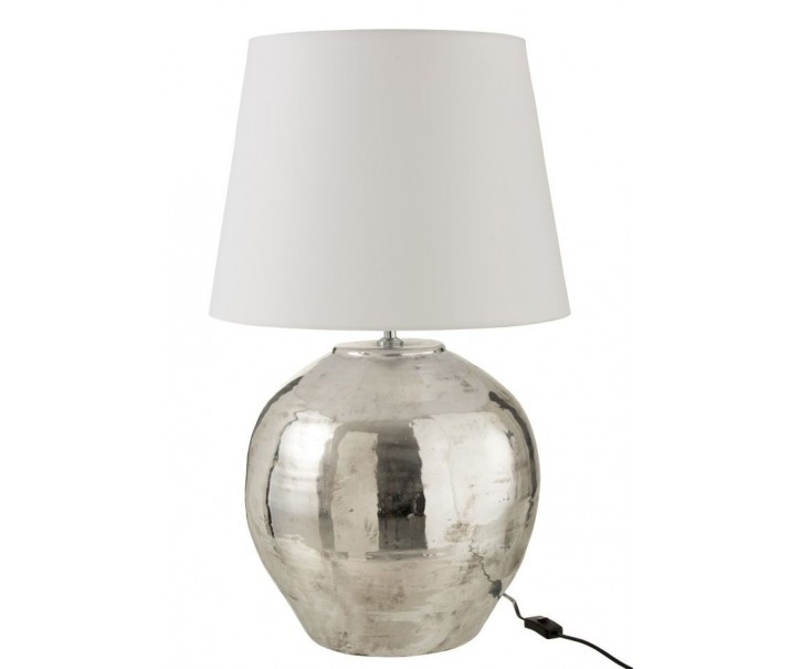 Stříbrná lampa s bílým stínidlem Arya - Ø 37*73 cm