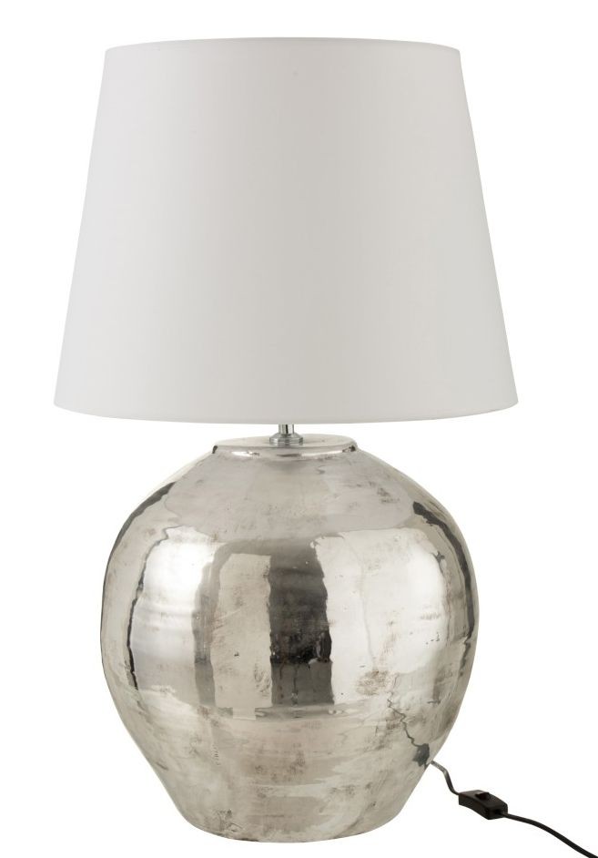 Stříbrná lampa s bílým stínidlem Arya - Ø 37*73 cm J-Line by Jolipa