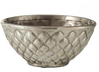 Stříbrná kovová miska Checkered - Ø23*11 cm
