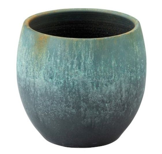 Azurovo-rezavý keramický květináč Vintage - Ø 34*30cm