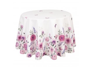 Kulatý bavlněný ubrus Roses and butterflies – Ø 170 cm