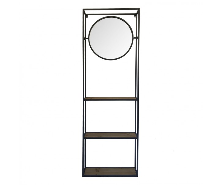 Oválné zrcadlo v kovovém rámu s policemi Ouida - 53*15*165 cm