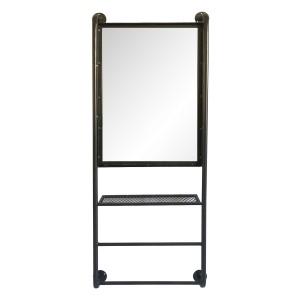 Nástěnné zrcadlo v kovovém rámu s policemi Alayna - 48*10*124 cm