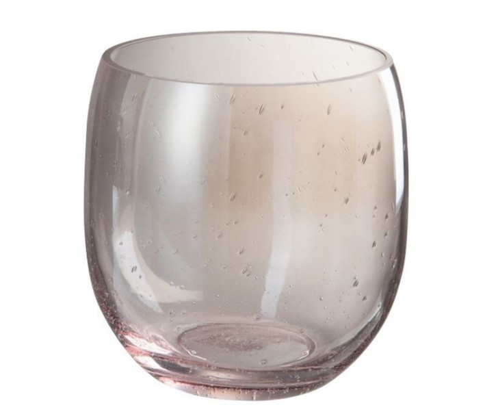 Růžová skleněná váza Bubble - Ø 17*17 cm