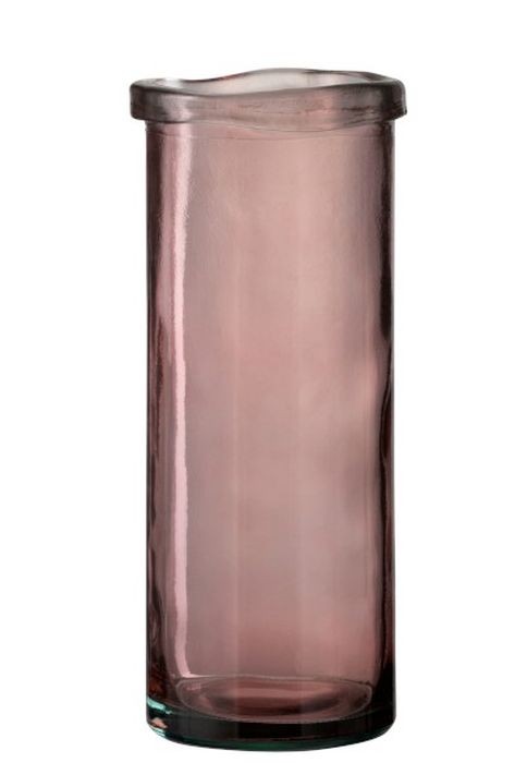 Růžová skleněná úzká váza Virginie - Ø 15*36 cm