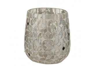 Stříbrný skleněný svícen Mosaic S - Ø10*12 cm