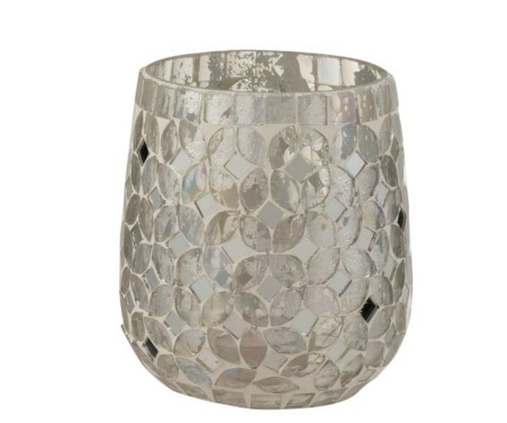 Stříbrný skleněný svícen Mosaic S - Ø10*12 cm