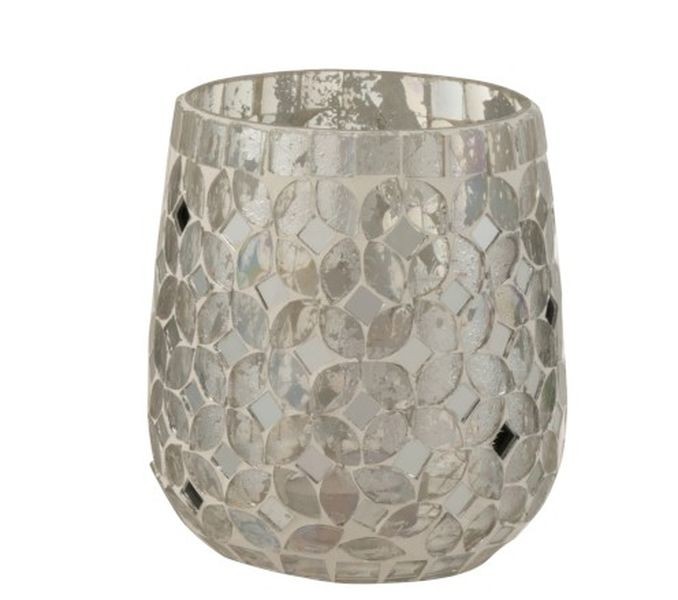Stříbrný skleněný svícen Mosaic S - Ø10*12 cm J-Line by Jolipa