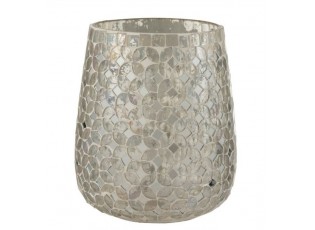 Stříbrný skleněný svícen Mosaic M - Ø15*17,5 cm