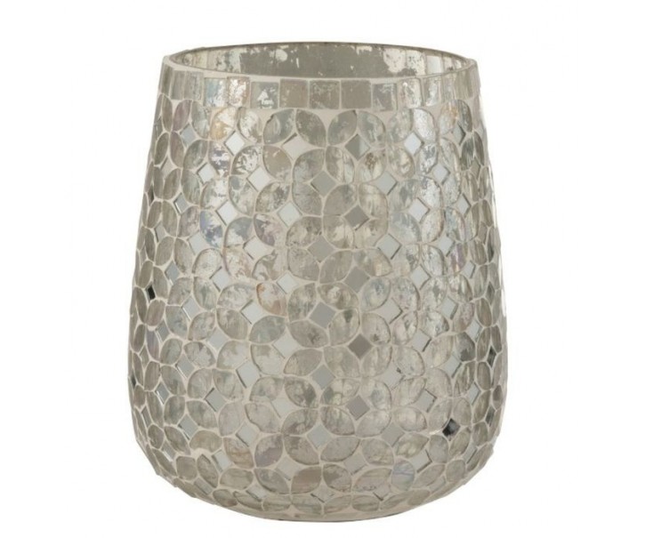 Stříbrný skleněný svícen Mosaic M - Ø15*17,5 cm