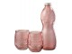 Růžová skleněná láhev a 2skleničky Salmon - Ø 10*26cm