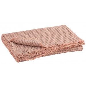 Růžový bavlněný vaflový pléd Waffle - 130*170 cm