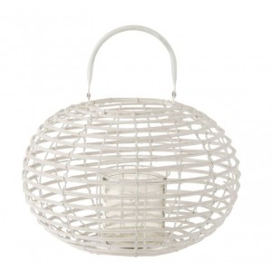 Bílá bambusová lucerna Bamboo - Ø 34*26 cm