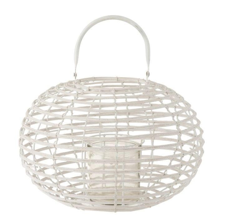 Bílá bambusová lucerna Bamboo - Ø 34*26 cm