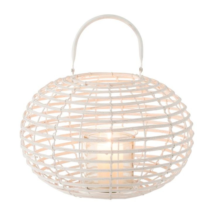 Bílá bambusová lucerna Bamboo - Ø 34*26 cm