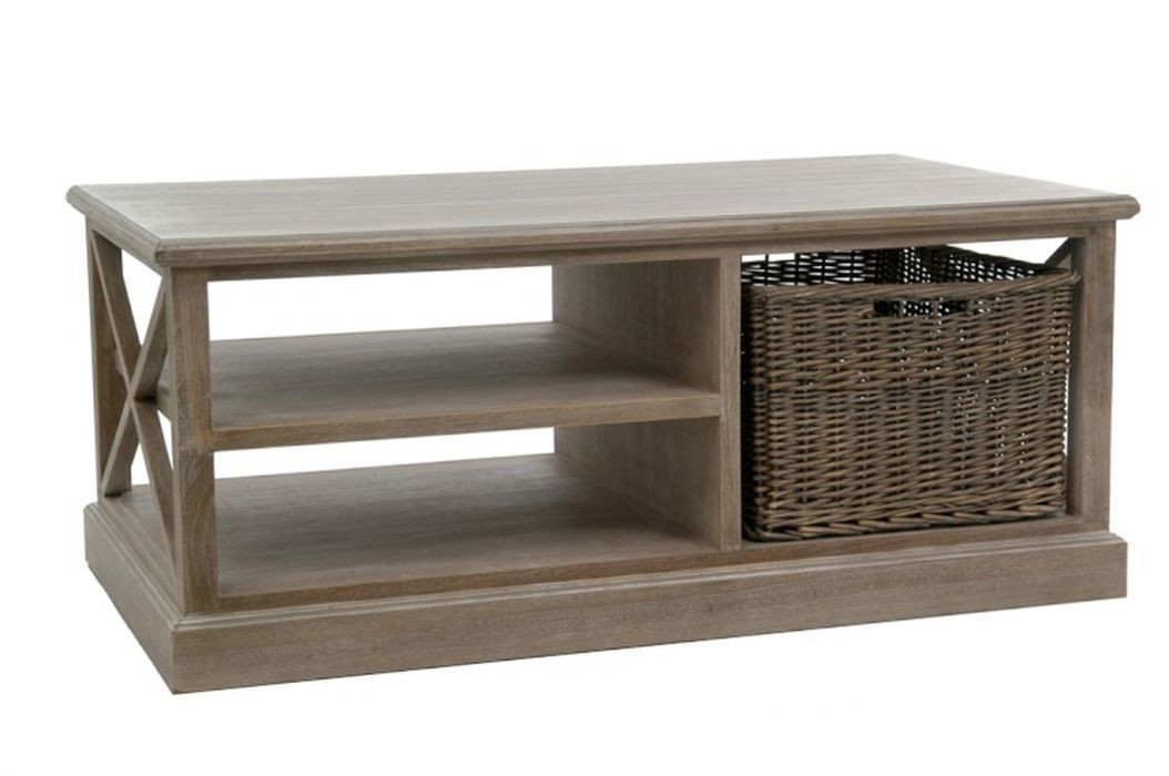Dřevěný konferenční stolek s košíkem Jerome - 120*69*51 cm