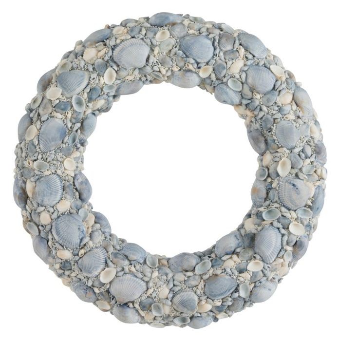 Modrý věnec z mušliček a korálků Couronne L - Ø 50*7cm