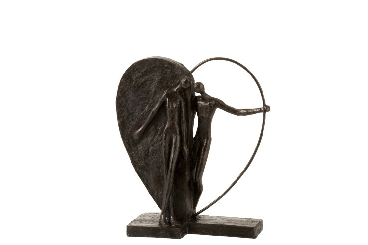 Hnědá dekorativní soška Couple in hearth - 10*29*31 cm J-Line by Jolipa
