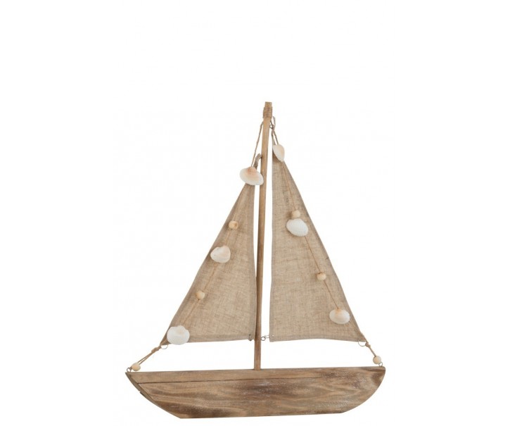 Dřevěná hnědá dekorativní loďka - 37*6,5*42,5 cm
