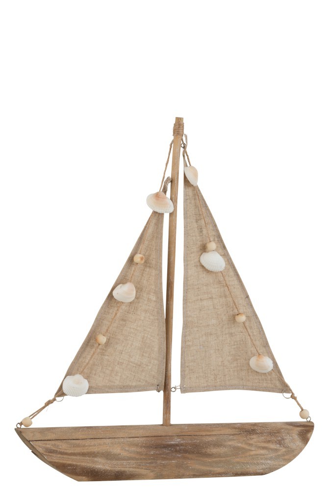 Dřevěná hnědá dekorativní loďka - 37*6,5*42,5 cm J-Line by Jolipa