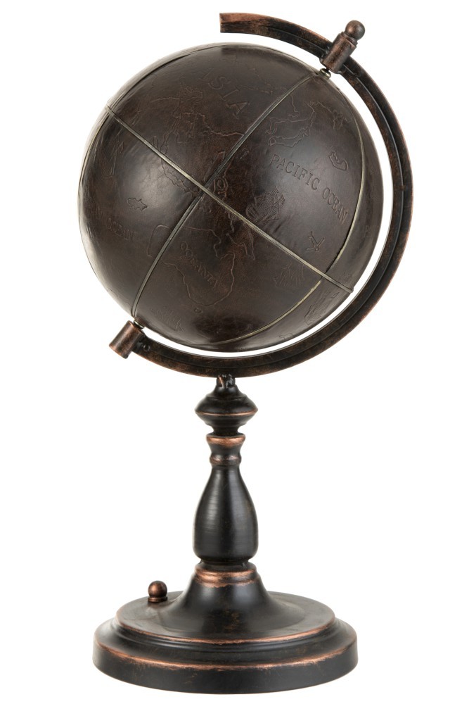 Hnědý kovový glóbus Engra - Ø 32*66 cm