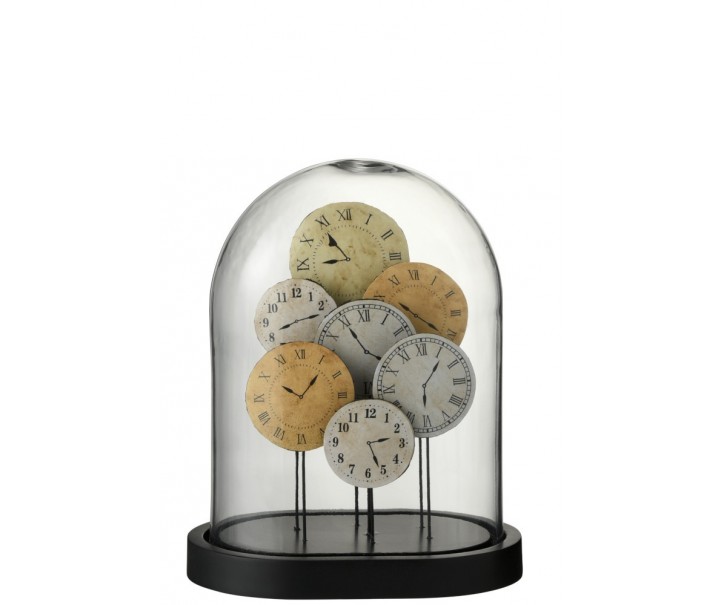 Skleněné dekorativní těžítko s hodinami S - 22*15,8*28,5 cm