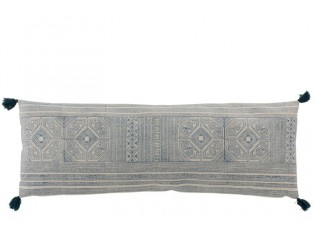 Modrý obdélníkový polštář se střapci Aztec - 100*35 cm