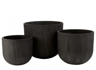 Sada třech černých keramických květináčů - 51,5*51,5*46 cm
