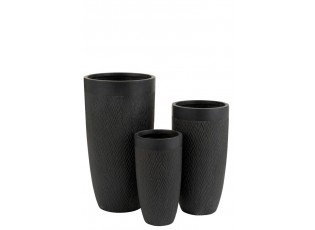 3 ks hnědočerná váza Clay - 38*38*72 cm