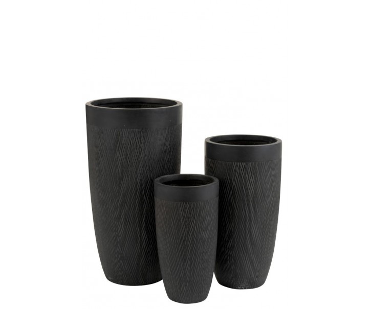 3 ks hnědočerná váza Clay - 38*38*72 cm