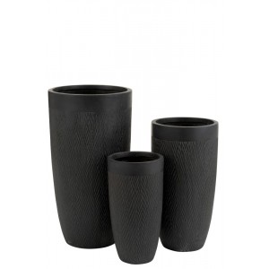 3 ks hnědočerná váza Clay - 38*38*72 cm