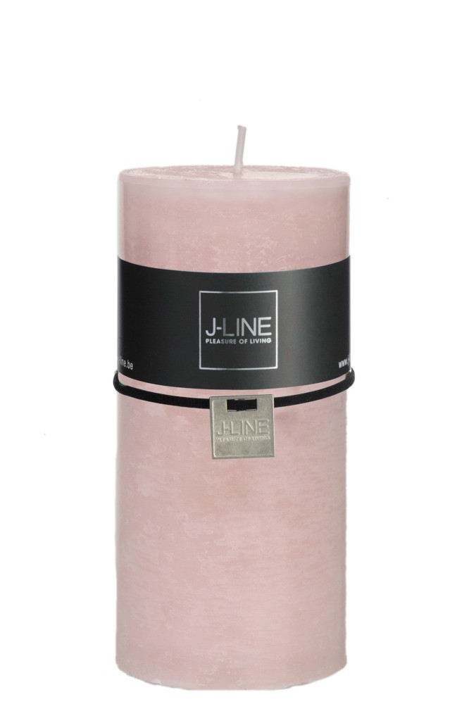 Růžová nevonná svíčka válec L -Ø  - 7*15 cm72H J-Line by Jolipa