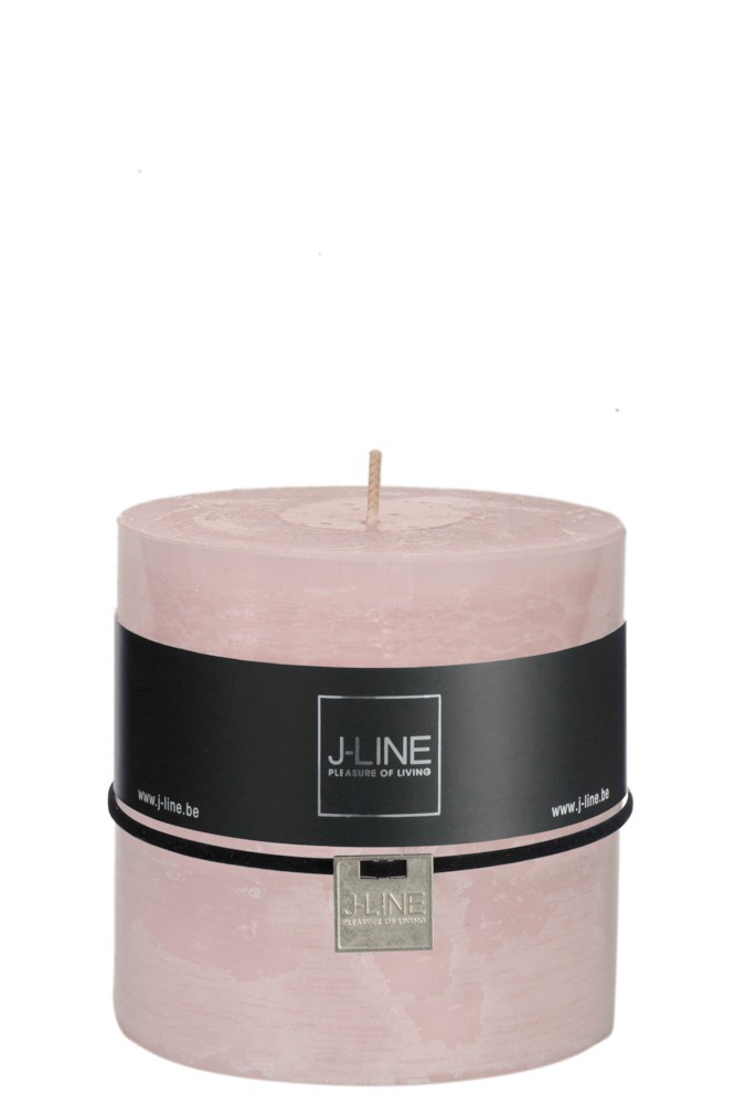 Růžová nevonná svíčka válec XL -Ø  10*10 cm/80h J-Line by Jolipa