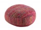 Tmavě růžový puf prošitý barevnými nitěmi Getane - 54,5*50*24 cm