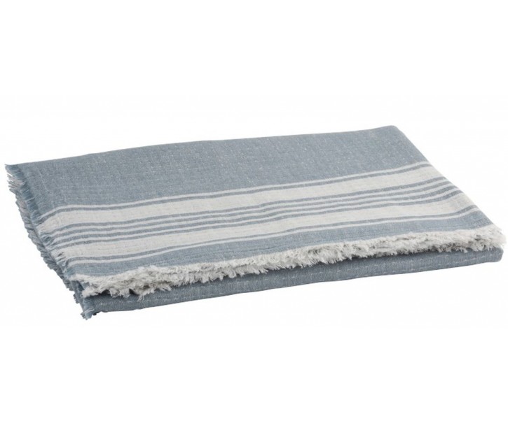 Modro - bílý bavlněný pléd Stripes - 130*170 cm