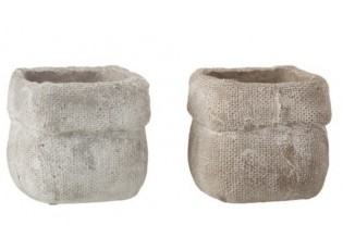 Sada 2 betonových květináčů Ciment – Ø 13,5*12,5 cm