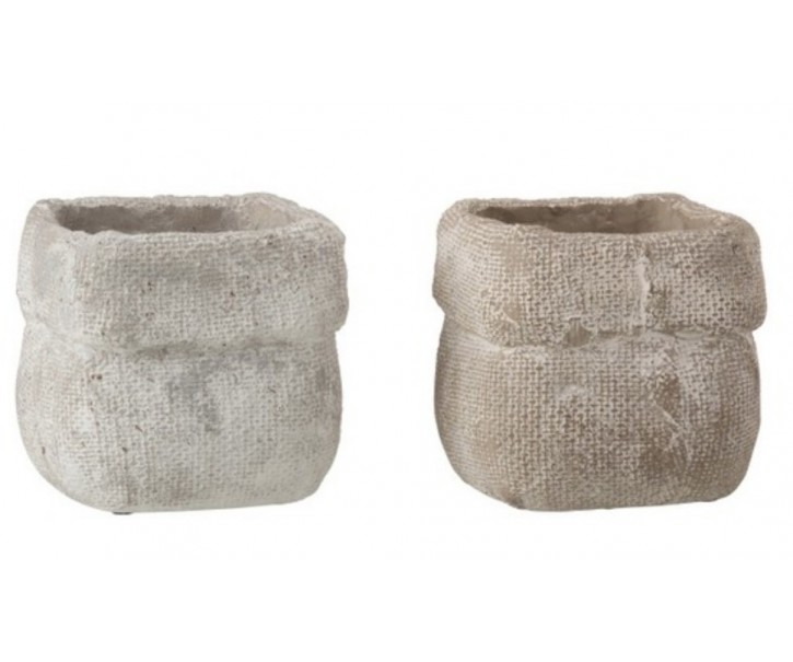 Sada 2 betonových květináčů Ciment – Ø 13,5*12,5 cm