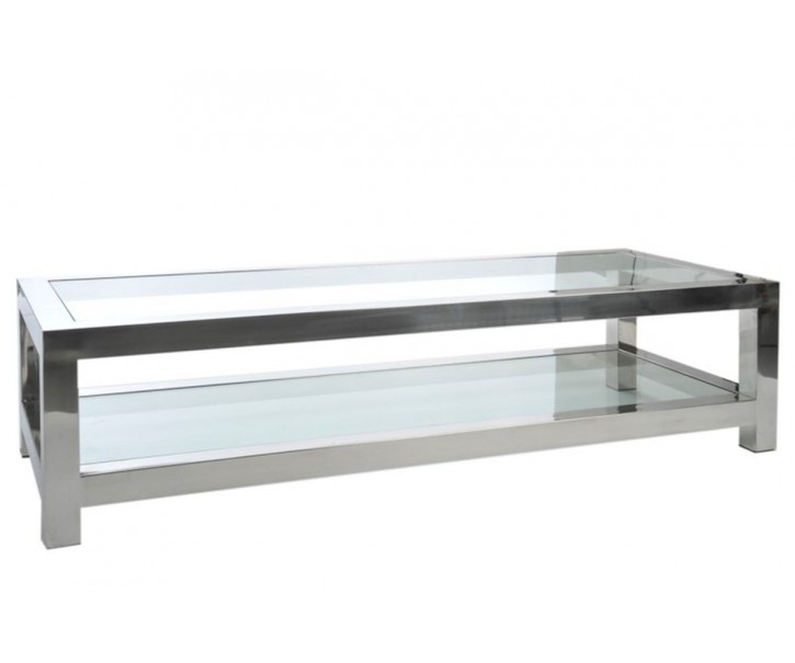 Stříbrný kovový konferenční stolek se skleněnou deskou Luxx - 160*60*40cm