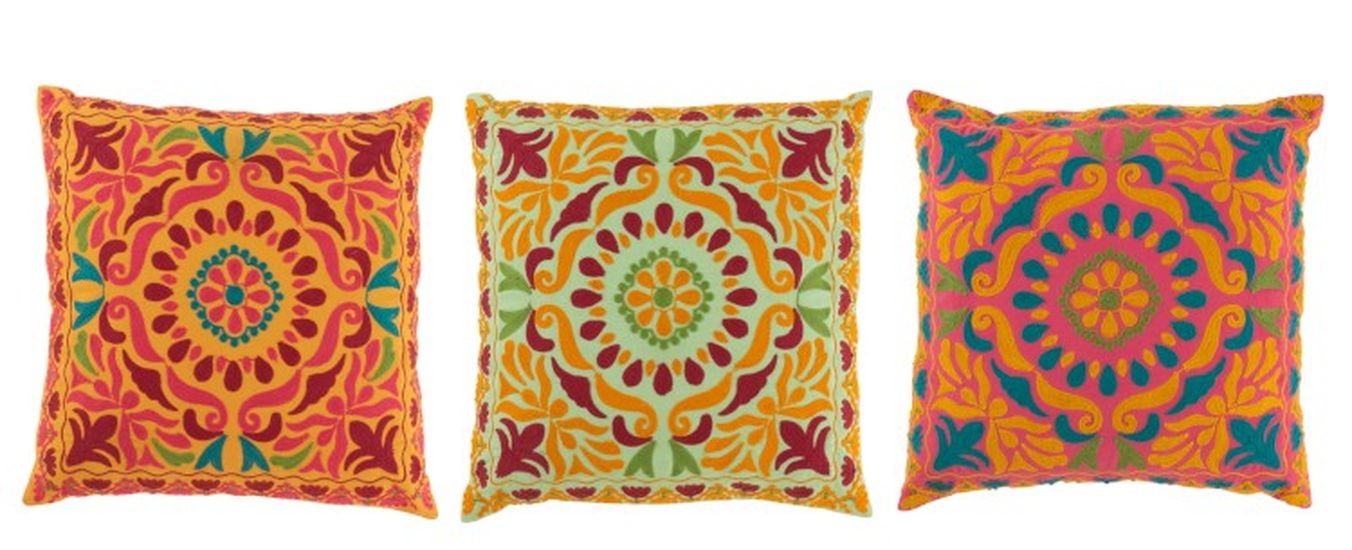 Set 3 barevných bavlněných polštářů Orient - 48*48*11 cm