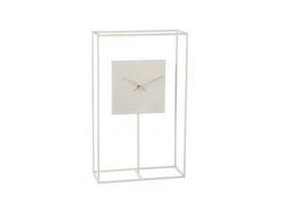Minimalistické stolní hodiny v bílém kovovém rámu Morgaine - 33,02*13*54,5 cm