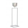 Bílý kovový svícen na 1 svíčku Glass - 12*11*42 cm Barva: transparentní/bíláMateriál: sklo/kov