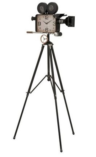 Hodiny v designu retro kamery na stativu - 70*70*153 cm