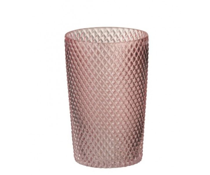 Růžová skleněná váza Cylinder - Ø 13*20 cm J-Line by Jolipa