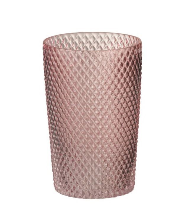 Růžová skleněná váza Cylinder – Ø 13*20 cm