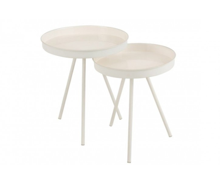 Set 2 bílých odkládacích stolků Lacquer - Ø 46,5*59 cm