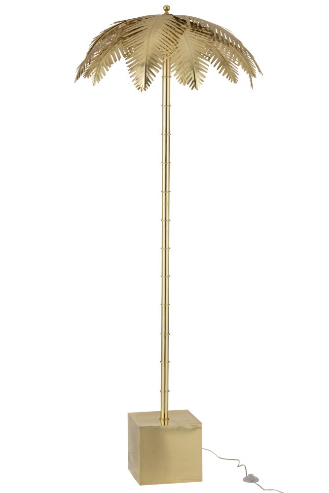 Zlatá kovová stojací palmová lampa Coconut - Ø 77*210 cm J-Line by Jolipa