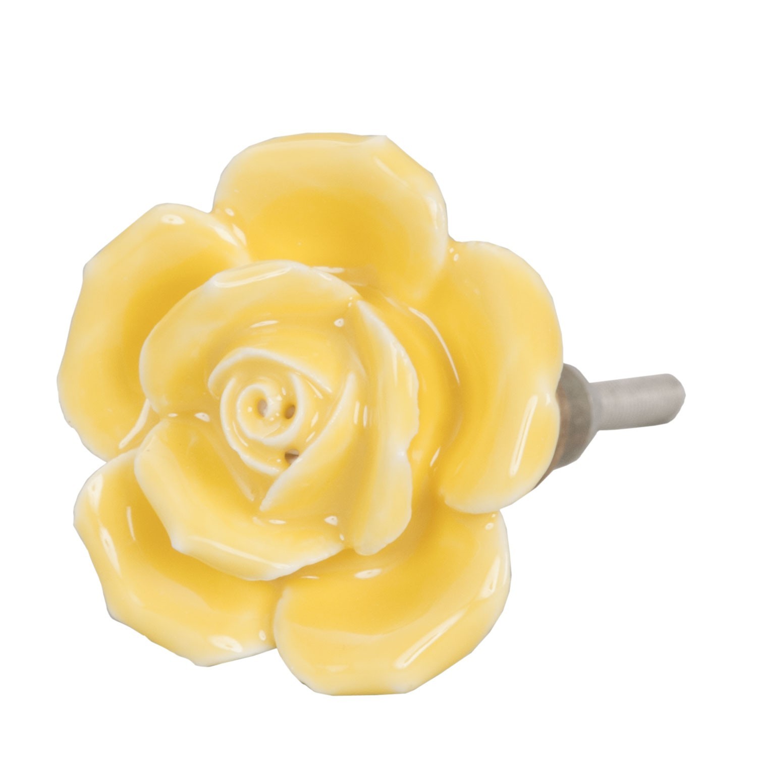 Keramická úchytka růže žlutá  - Ø 4,5 cm Clayre & Eef